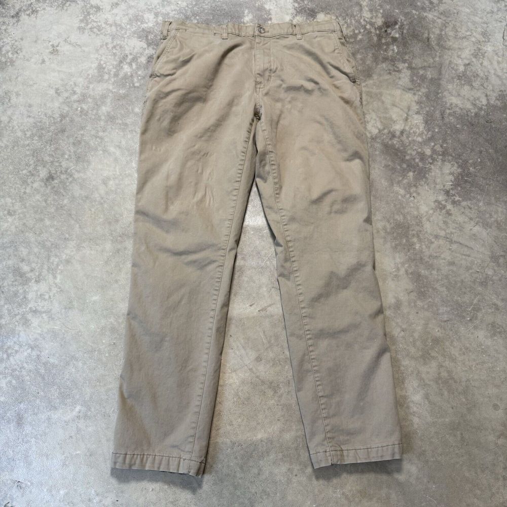 Eddie Bauer Pants Mens Size 36x30 Beige Fleece Lined‎ Canvas Straight Leg